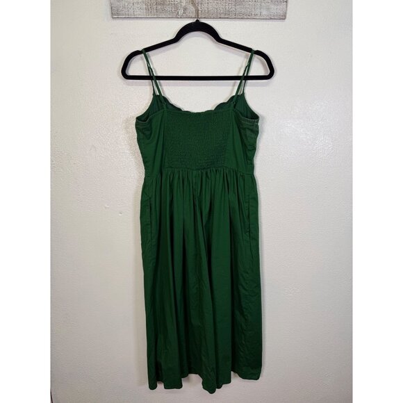 J. Crew Factory Scallop-trim button-front midi dress in fern canyon green sz 6 - Picture 4 of 16